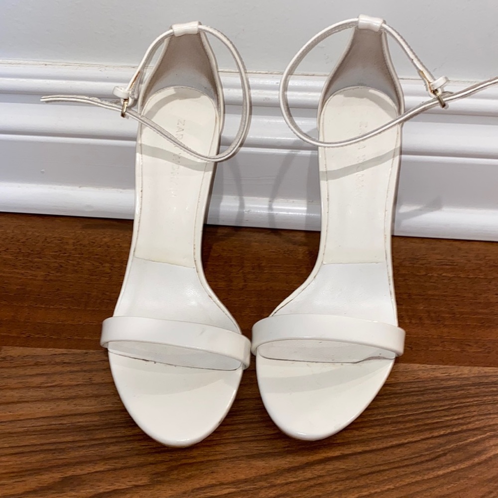 Zara basic white strappy heels